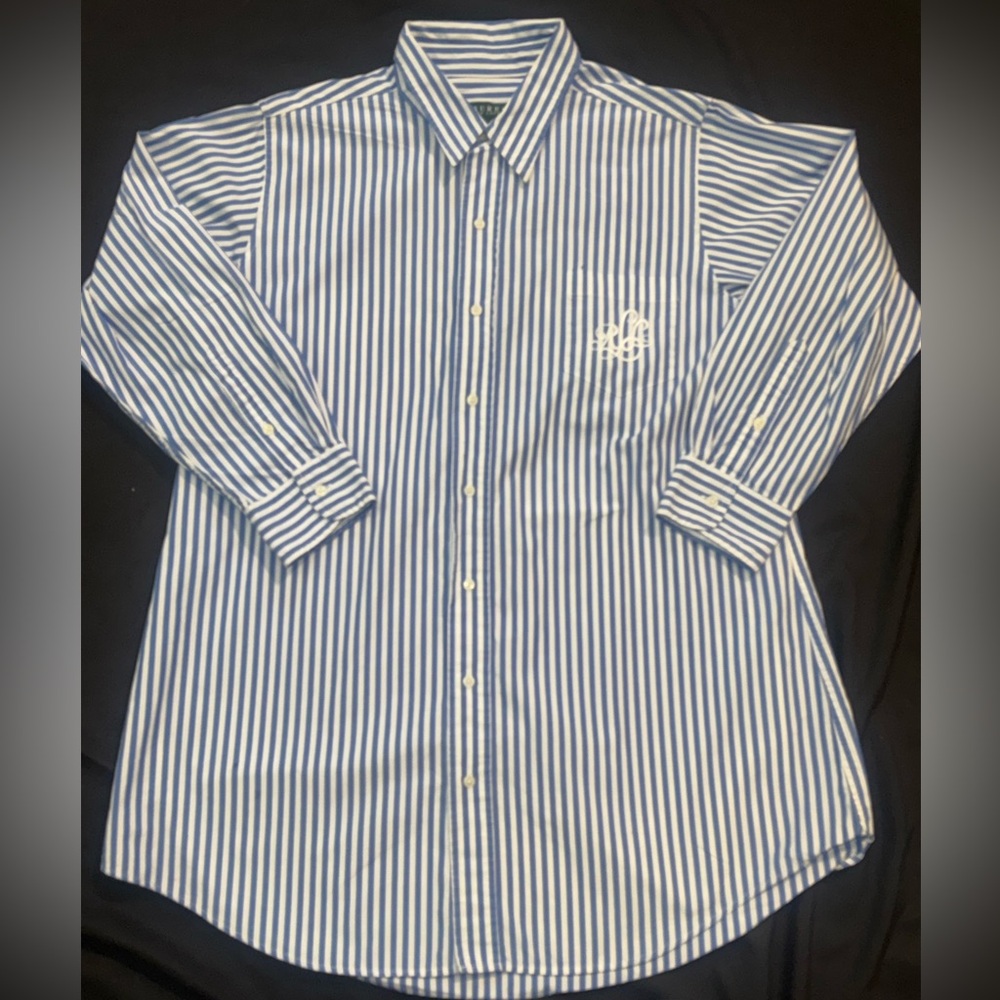 Ralph Lauren Blue and White Striped Shirt